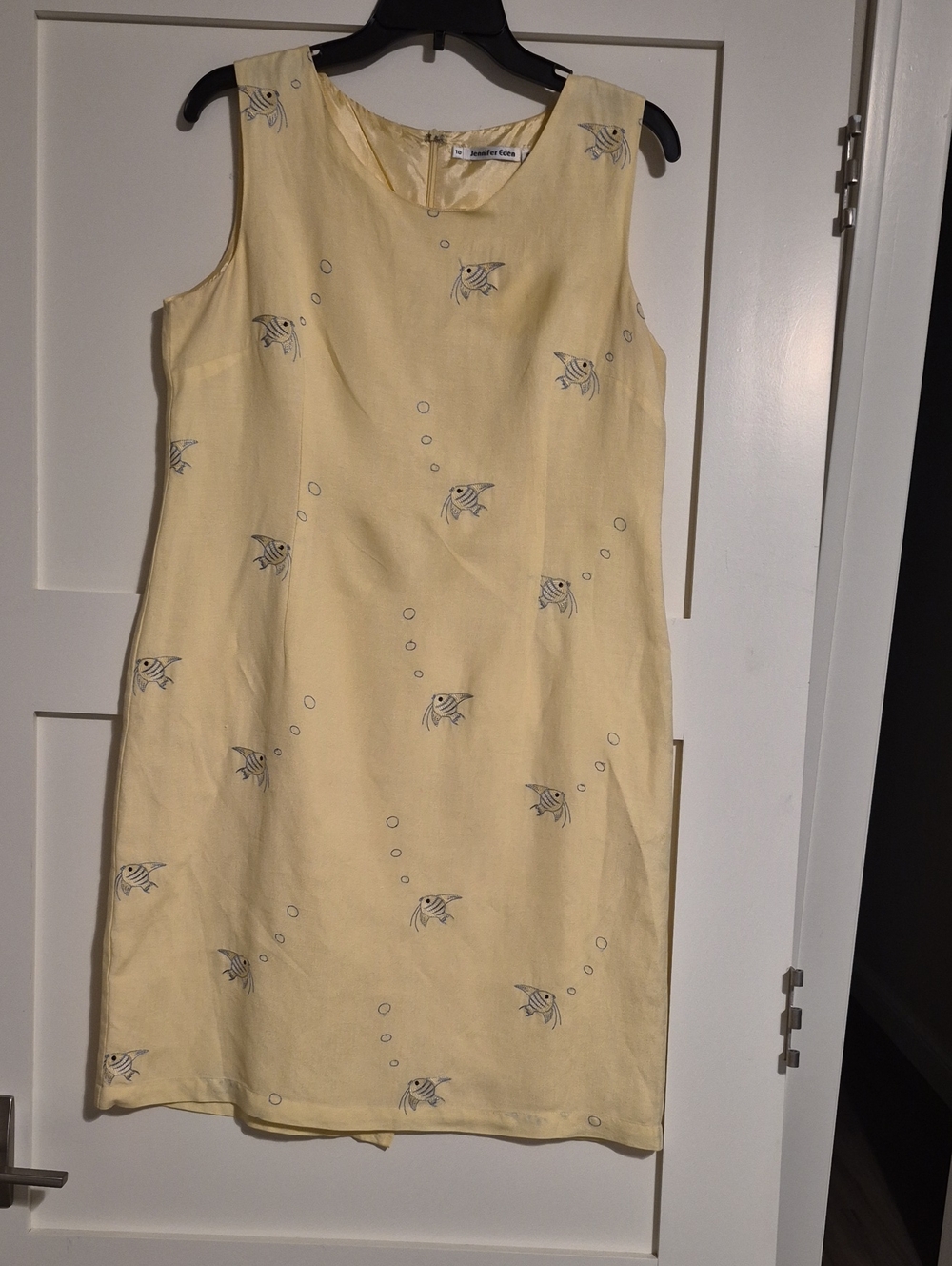 Sleeveless Light Yellow Dress with Fish Print